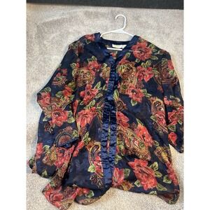 Victoria Secret Vintage Gold Label Floral Bohemian Semi Sheer Kimono Size M/L